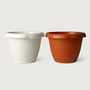 Daisy Pot 18cm| White & Brown | Aesthetic Cute and Plastic succulent / flower pot for Indoor & Outdoor| Murang paso on hand