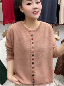 เสื้อคาร์ดิแกนถักแขนยาวผ้าฝ้ายสำหรับผู้หญิง ฤดูใบไม้ผลิและฤดูร้อน 2025 ใหม่ ลำลอง หลากหลาย สี ดีไซน์ ปกติ สีสันสดใส แฟชั่น