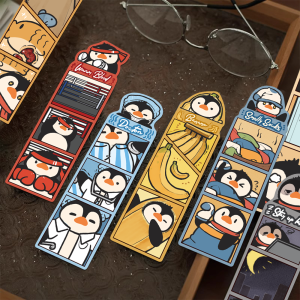 Creative Penguin Bookmarks Set Fun Cartoon Pigeon Reading Markers 30 Pieces DIY Decorative Stationery Supplies Journaling Materials