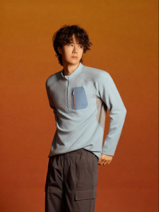 Bananain | Wool Warmth Mens Half-Zip Long Sleeve T-Shirt