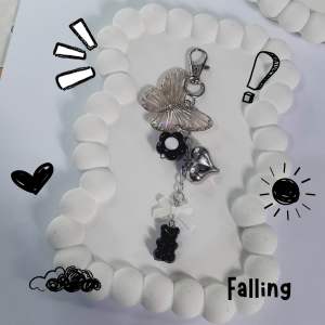 Strap Hp Kupu Kupu Pita Ribbon Hitam/ Gantungan Lanyard Hp Manik Aesthetic/ Aksesoris Hp Lucu Murah