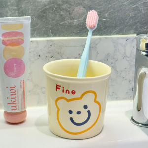 Ceramic Couple Dental Cup Set Adorable Bathroom Wash Cup with Tray Cute Cartoon Style Home Personal Care Tools Ceramic Cups