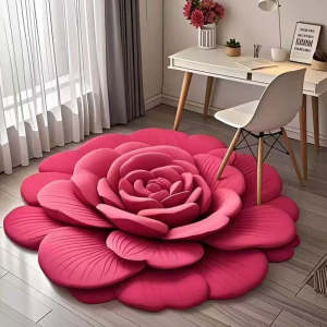 3D Fresh Flower Pattern Door Mats Alien Dirt-resistant Floral Plush & Diatomaceous Earth Floor Mat Bathroom Absorbent Anti-slip