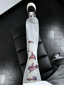 ZHUOCAN | Color Block Denim Pants Skinny Fit