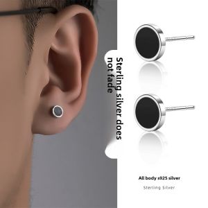 Sterling Silver Stud Earrings Fancy Mens Fashion Handsome Single Stylish Niche Style Simple Cold Style Men Accessories Mens