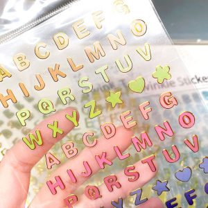 Gold Foil Stickers Digital Letters Decorative Labels for Mobile Photo Album Journal Planning DIY Silver Stickers