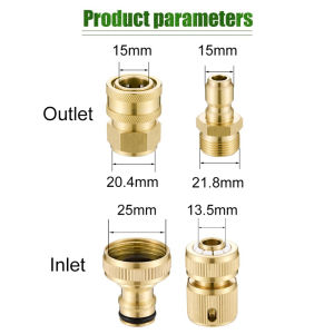 2Pcs Inlet Quick Release Jet Cleaner Konektor M22 Male & M22 Female Quick Release Untuk Pressure Washer 1/4 Female M14 Male Thread)