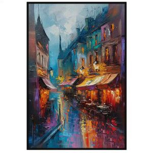 Tranh phong cảnh sơn dầu thành phố châu âu. Tranh treo tường dán tường Canvas. CGI-245