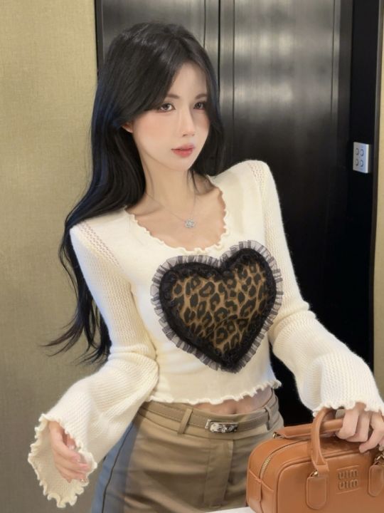 GUZILIAN | เสื้อสเวตเตอร์คอวีแขนยาวทรงเข้ารูปสไตล์เกาหลีสำหรับผู้หญิงใน ...