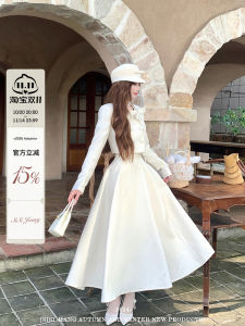 ชุดกระโปรงยาวทรงเอปักลายปมมุกสไตล์ฝรั่งเศส Sisi Jiang ฤดูใบไม้ร่วง ชุดแฟชั่นสำหรับผู้หญิง อายุ 18-25 ปี