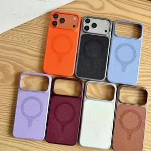 Ốp Điện Thoại iPhone 18/17/16/15/14/13 Pro Max 18pro Cao Cấp Bằng Da PU Tích Hợp Nam Châm Magsafe Chống Sốc Viền Bảo Vệ Mặt Lưng Acrylic PC