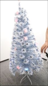 Sincecu Elegant Snow-Flocked 4-8FT Christmas Tree with Multi-Color LED Lights and Metal Stand 4-8FT Dual-Color Snow-Flocked Christmas Tree - PVC/PE Pine Needle with Metal Stand & Multi-Color LEDs