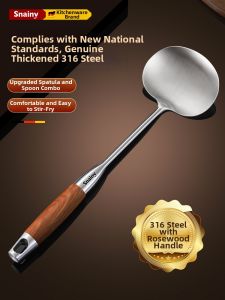 CHUANGSHUNFU | Food Grade Mushroom Shovel Stainless Steel 316 Wood Handle Pan Spatula
