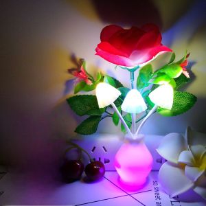 Colorful Mushroom Night Light Plug-In Bedside Feeding Nightlight Hallway Corridor Glow-in-the-Dark Lamp Bedroom Lighting