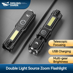 Smiling Shark 622E Super Bright LED Flashlight Rechargeable Zoomable Waterproof Torch Light for Outdoor Camping Hiking Lighting