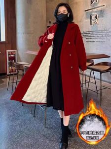 Womens Mid-Length Woolen Coat 2025 Autumn Winter New Style Loose Thickened Inner down Jacket Korean Style Straight Cut