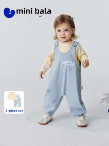 MINI BALA | Kids Long Sleeve T-Shirt and Denim-Style Dungarees Set