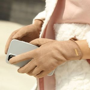 Women's Touch Screen Gloves: Suede Fabric, Full Finger, Outdoor Sport, Autumn & Winter