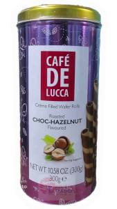 Cafe De Lucca Assorted Flavors Cream Filled Wafer Rolls - Choc-Hazelnut/Chocolate/Mixed Berry Canister 300g