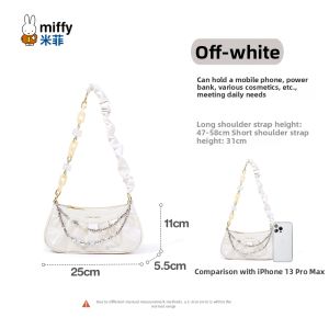 Miffy | Ruffled Beaded Chain Versatile Simple Plain Bag
