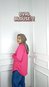 Baju Atasan Wanita Jumbo Oval Blouse Kaos Katun Combed 24s Kaos Oversize Korean Style Blus Kekinian