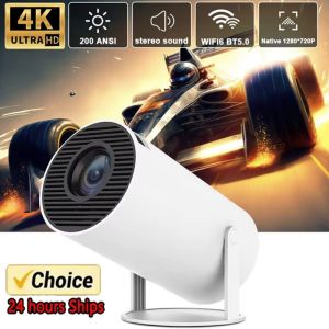 New HY300 Portable 4K Projector Android11 300ANSI Electronic Focus BT54 Speaker Outdoor Camping Movie 