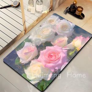 Bathroom Mat Absorb Water Floor Mat Bathroom Rug Door Fast Dry Mat for Indoor Room