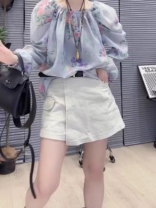 กระโปรงยีนส์ทรงเอเอวสูงไซส์ใหญ่ ทรงสลิมฟิต ทรงหลวม กระโปรงสั้นทรงเอสไตล์เรโทรไม่สมมาตรสำหรับผู้หญิงในช่วงฤดูร้อน