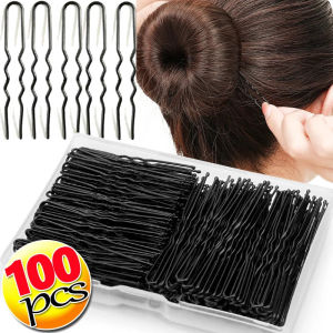 100Pcs Black Hair Clips U-Shaped Bobby Pin Invisible Wavy Hairpin Hairstyle Styling Hair Grip
