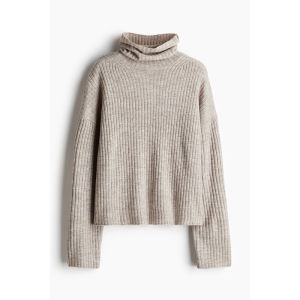 H&M Womens Long Sleeve High Collar Knitted Sweater Simple Retro Oversized Base Shirt Inner Wear Bottoming Top 1089150