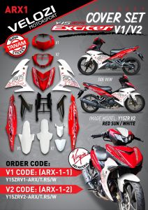 Coverset Y15 zr V2 Velozi Exciter AeroX Merah Red Sun siap Tanam