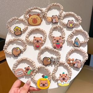Adorable Capybara Hair Ties Set for Kids Cartoon Hair Bands Durable Non-Damaging Elastic Hair Bands Girls Hair Accessories