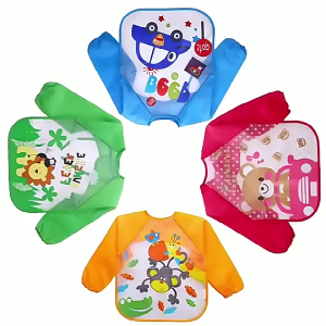 EVA Waterproof Anti Dressed Long Sleeve Baby Bibs Kids Toodler Apron Feeding Essential Bib Lengan Pangjang 防水反穿衣围兜