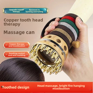 Portable Home Head Therapy Moxibustion Kit Scalp Massage Warm Acupoint Stimulation Device Personal Carry-On Head Healing Tool