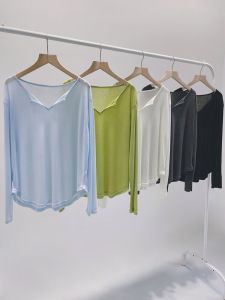 Áo Tập Khiêu Vũ Hiện Đại Cổ Chữ V Dài Tay Rộng Rãi Xuyên Suốt Cho Nữ Bộ Đồ Khiêu Vũ Cổ Điển Ballet Cơ Bản Áo Che