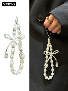 Elegant Pearl Butterfly Knot Bracelet Womens Style Apple Huawei Phone Case Chain High-End Sensation Goddess Personality
