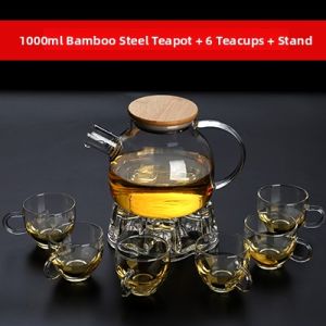 Large Size Glass Tea Pot with Filter for Brewing Tea And Hot Water Set Includes Candle for Cold Water Brewing High Temperature Resistant