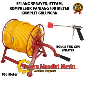Selang Sprayer Kompresor Steam 100 Meter Komplit Stik Gun dan Gulungan | Power Sprayer