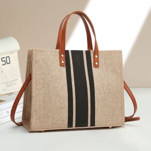 Ready COD Tas Tote Kanvas Wanita Tas Wanita Versi Korea Goni Premium Handbag Cewek Tas Bahu Santai Tas Belanja Kapasitas Besar Tas Tangan Bergaris Tas Pantai Wanita