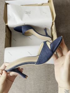 Guốc cao gót nữ 8cm xanh jean Emi & Rose - LILY HEELED MULES blue jean