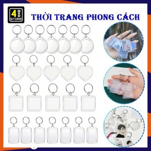 Móc Khóa QR Trong Suốt Cao Cấp - Móc Chìa Khóa Để Ảnh Bằng Mica 2 Mặt Trong Suốt - Móc Khóa Treo Balo Túi Xách