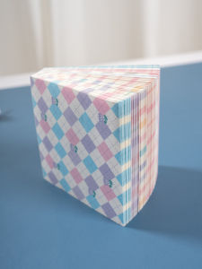 8cm Square Kids Gingham Single-Sided Print Handmade Colorful Paper Folding DIY Paper Crane Note Hand Tear Colored Paper