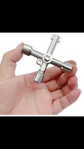 Multi-Functional Utility Key 4 in 1 Universal Cross Key Triangle Square Key for Water Gas Meter Valve Elevator Cabinet