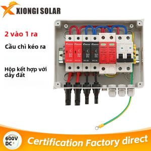 Hộp Kết Nối Quang Điện XIONGISOLAR 600V Có Chống Sét 2 Đầu Vào 1 Đầu Ra Cầu Chì DC MCB SPD Chống Nước IP65 Cho Hệ Thống Năng Lượng Mặt Trời