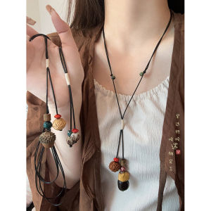 Dây Chuyền Hình Quả Lê Bằng Gốm Dài Mới Cho Phụ Nữ Phong Cách Dân Tộc Cổ Điển Trang Sức Trang Trí Cho Áo Len Dây Chuyền Trang Sức