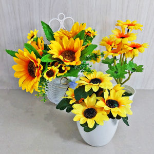 Pot Bunga Matahari Plastik Tanaman Hias Artificial Sun Flower Dekorasi Rumah Import Termurah PBP34