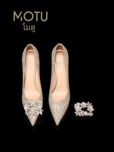 Wedding Shoes Crystal High Heels Fashionable Princess Style Comfortable for Long Time Wear Perfect for Bridal Gown Show And Wedding