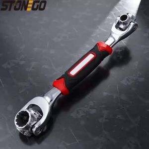 STONEGO 52-in-1 Multi-Functional Socket Wrench Set Rotating Bone Design Non-Slip Handle 8-19mm Universal Repair Tool