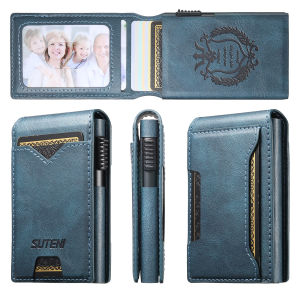 SUTENI Faux Leather For Men Wallet Card Slot Wallet Flip Cover Card Box Pressing The Button Automatically Ejects The Card