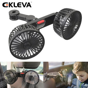 EKLEVA 3-speed Car Seat Back Cooling Fan USB Charge Dual Head Fan 360 Degree Rotation Auto Headrest Ventilation Fan Neck Cooler
